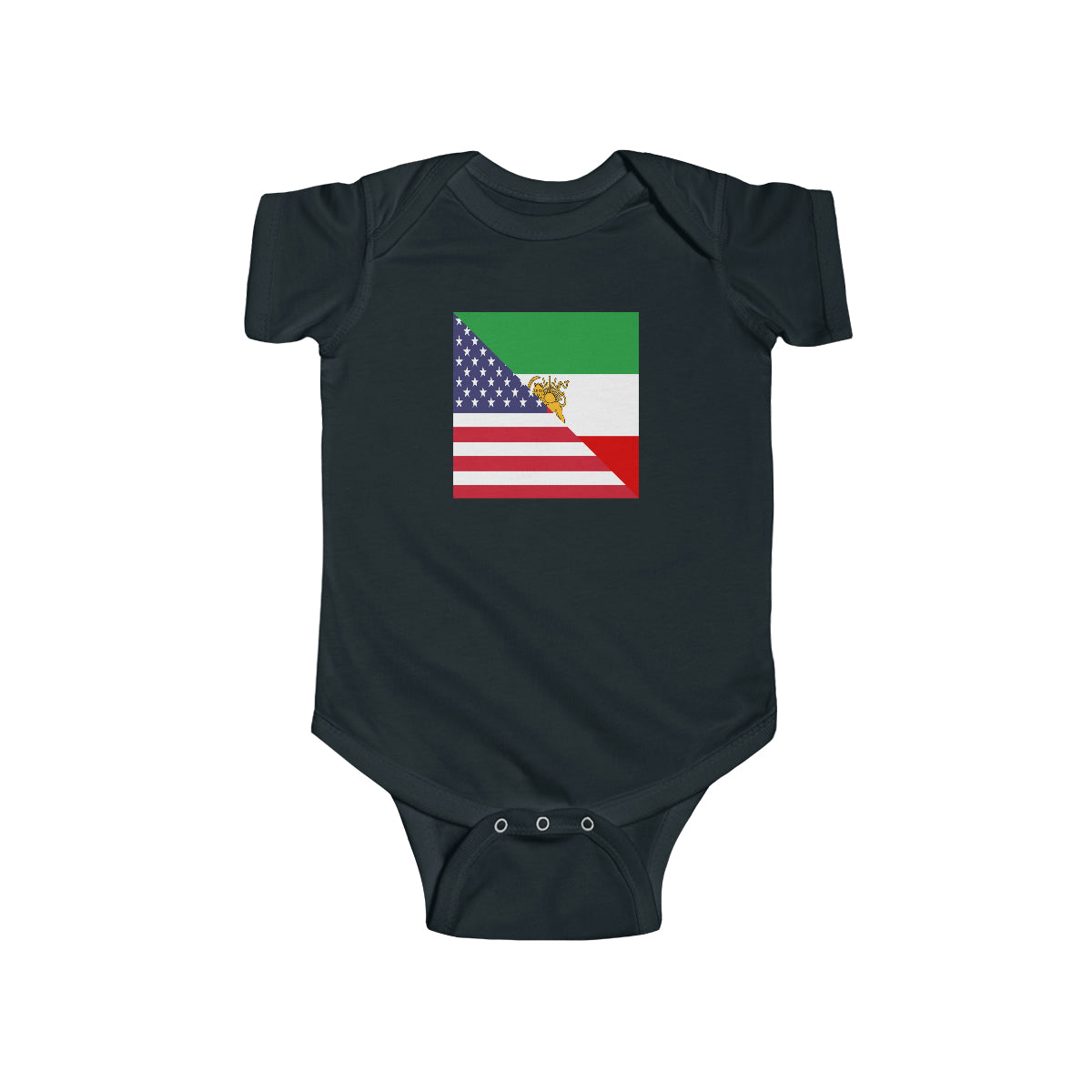 Old Iranian American Flag Baby Bodysuit | Unisex Iran USA Newborn Boy Girl