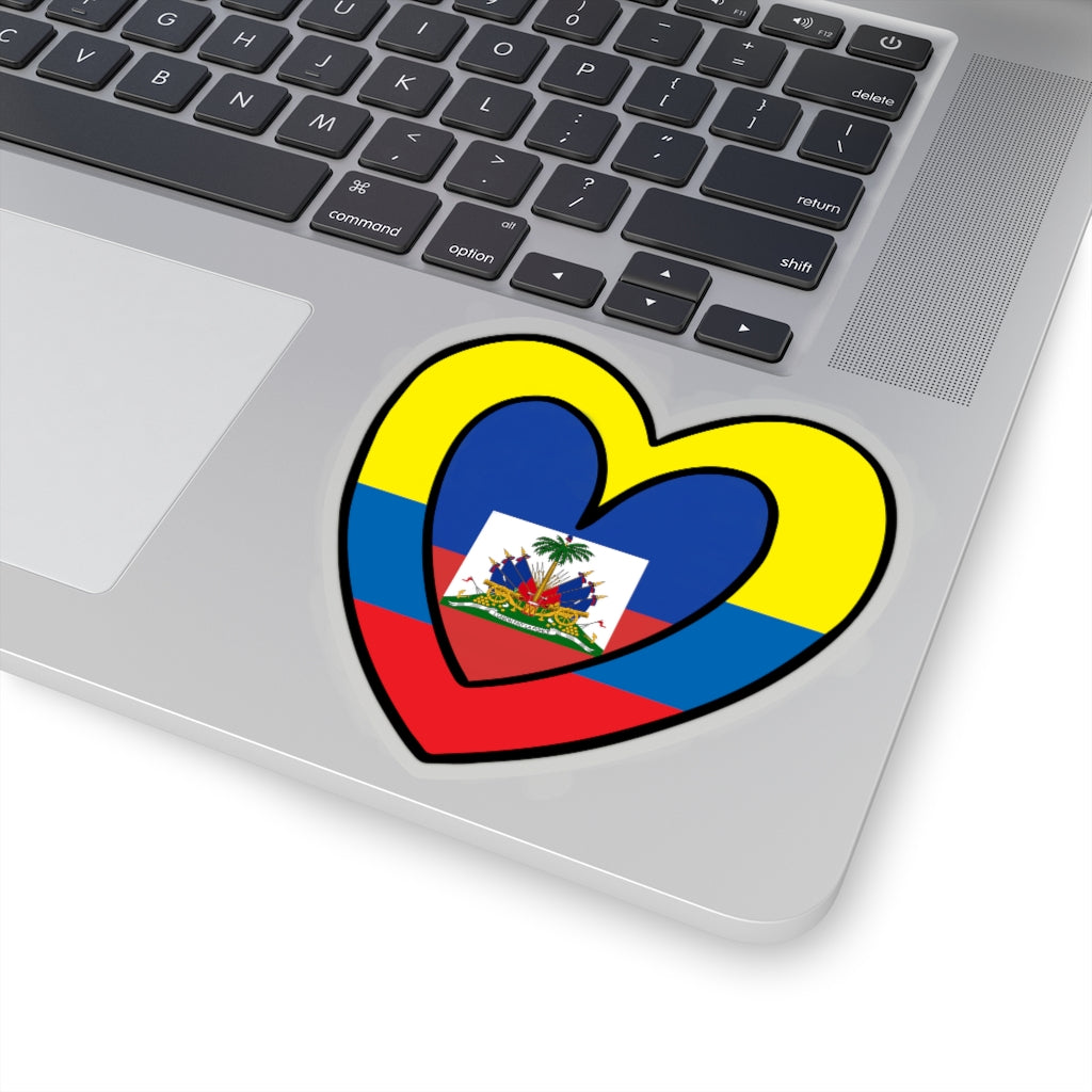 Colombian Haitian Flag Inner Heart Sticker | Colombia Haiti Accessory