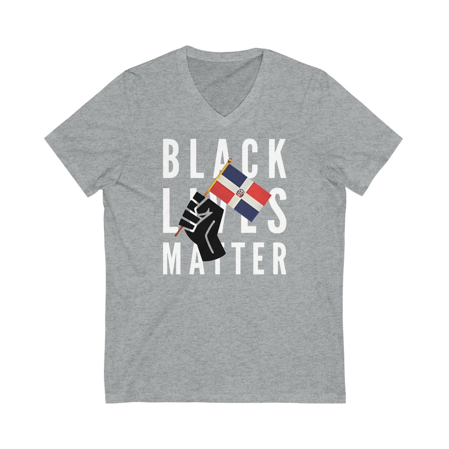 Black Lives Matter Dominican Republic | BLM DR Flag V-Neck T-Shirt | Unisex Vee Shirt