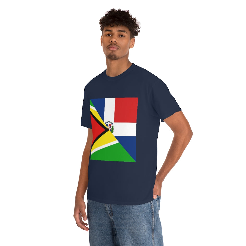 Guyanese Dominican Republic Flag Tee Shirt | Unisex Guyana DR T-shirt