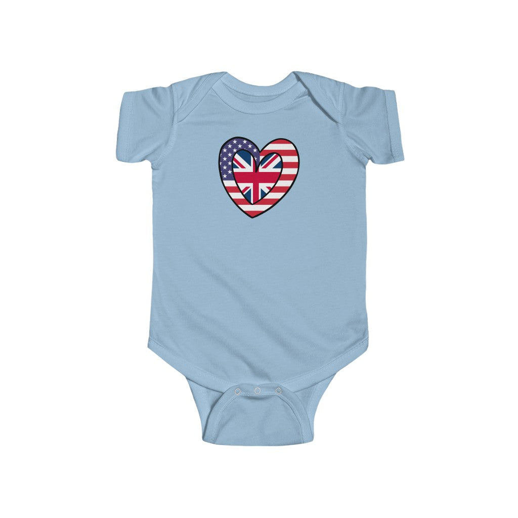 Baby American UK Flag Inner Heart Bodysuit | Unisex United Kingdom