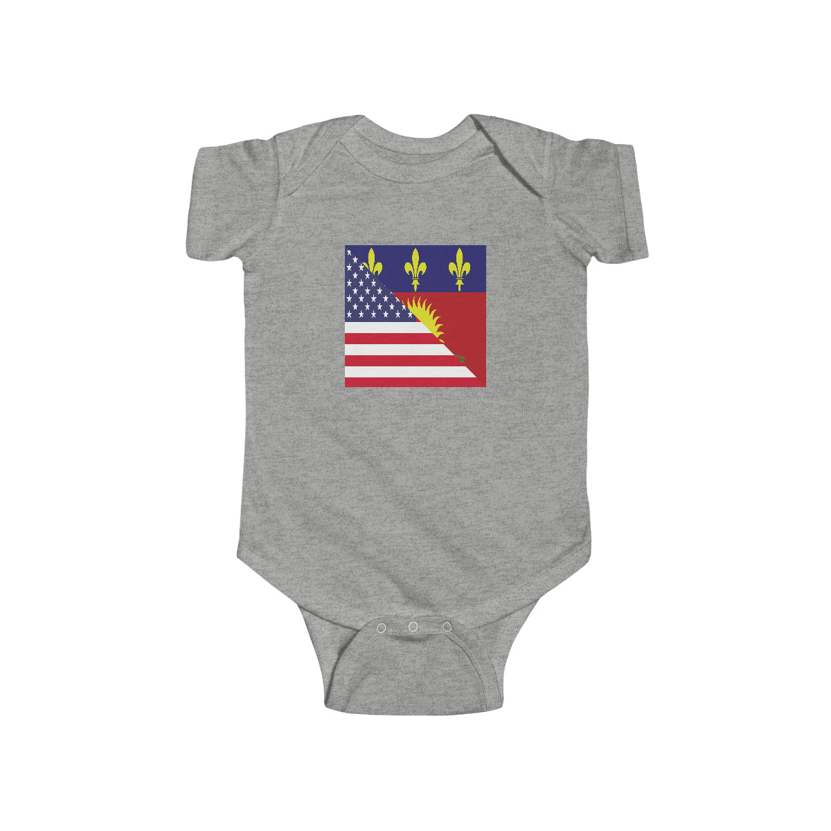 Guadeloupe American Flag Half Guadeloupean USA Baby Bodysuit | Newborn Boy Girl