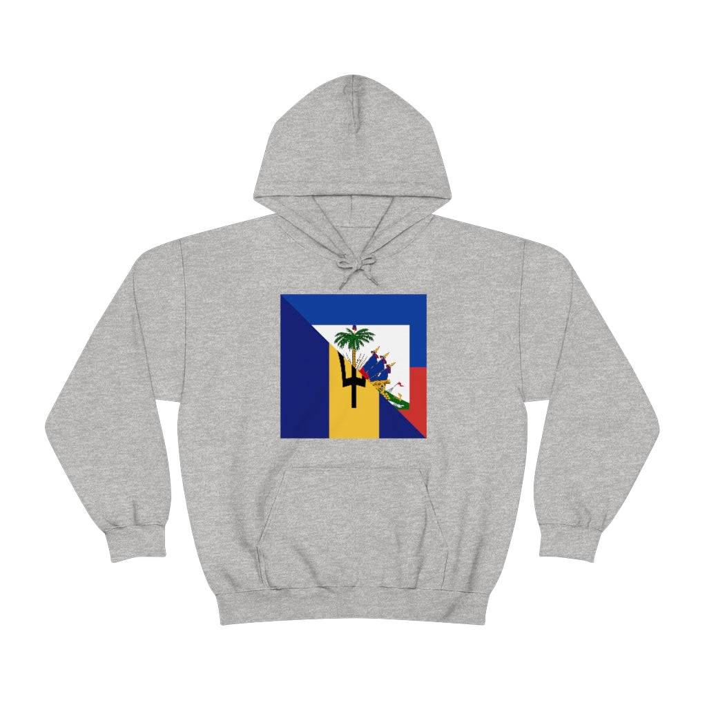 Bajan Haitian Flag Hoodie  | Unisex Half Haiti Barbados USA Pullover