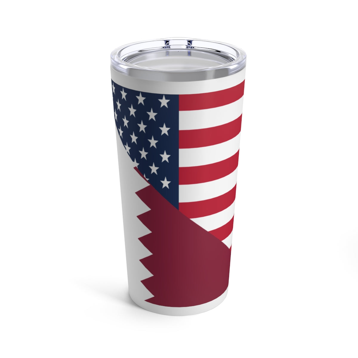 Qatar American Flag Half Qatari USA Tumbler 20oz Beverage Container