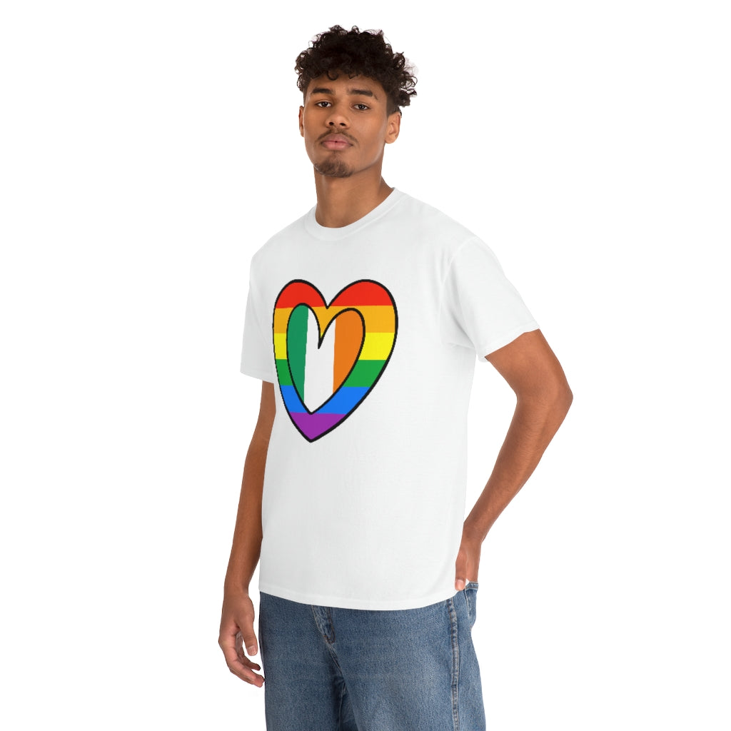 Irish Rainbow Flag Heart T-Shirt | Unisex Ireland Pride Month Tee