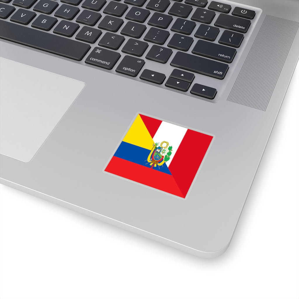 Half Peru Ecuador Flag Sticker | Ecuadorian Peruvian Accessory