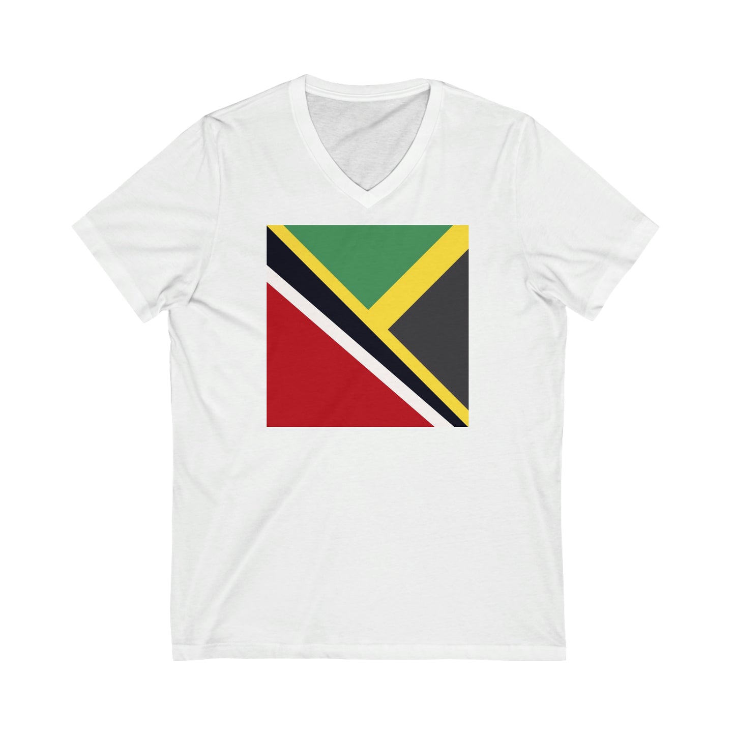 Trini Jamaican Flag | Trinidad Jamaica Flag V-Neck T-Shirt | Unisex Vee Shirt