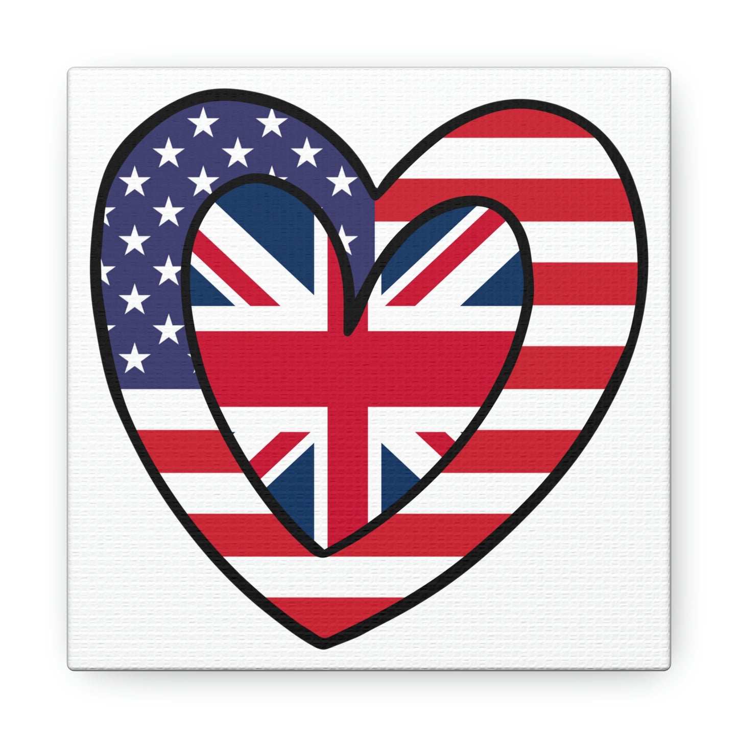 American UK Flag Inner Heart USA United Kingdom Canvas Gallery Wraps | Wall Art