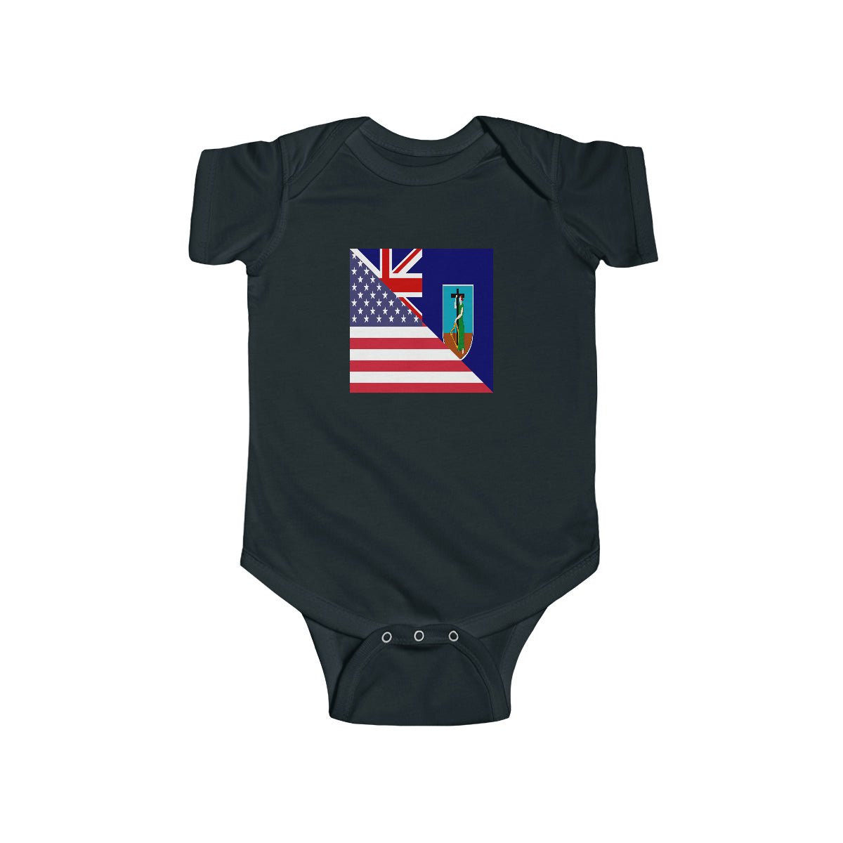 Montserrat American Flag Half Montserratian USA Baby Bodysuit | Newborn Boy Girl