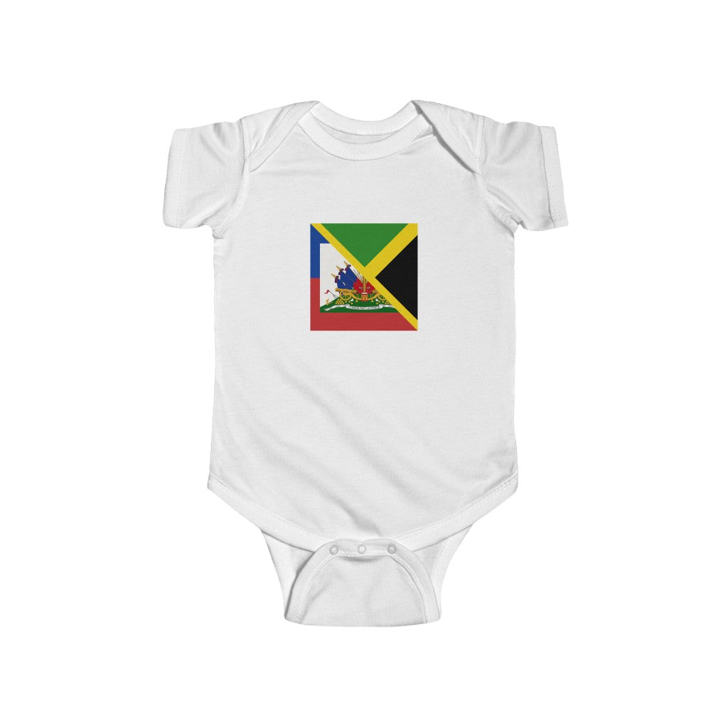 Haitian Jamaican Flag Baby Bodysuit | Haiti Jamaica Unisex Baby Boy Girl