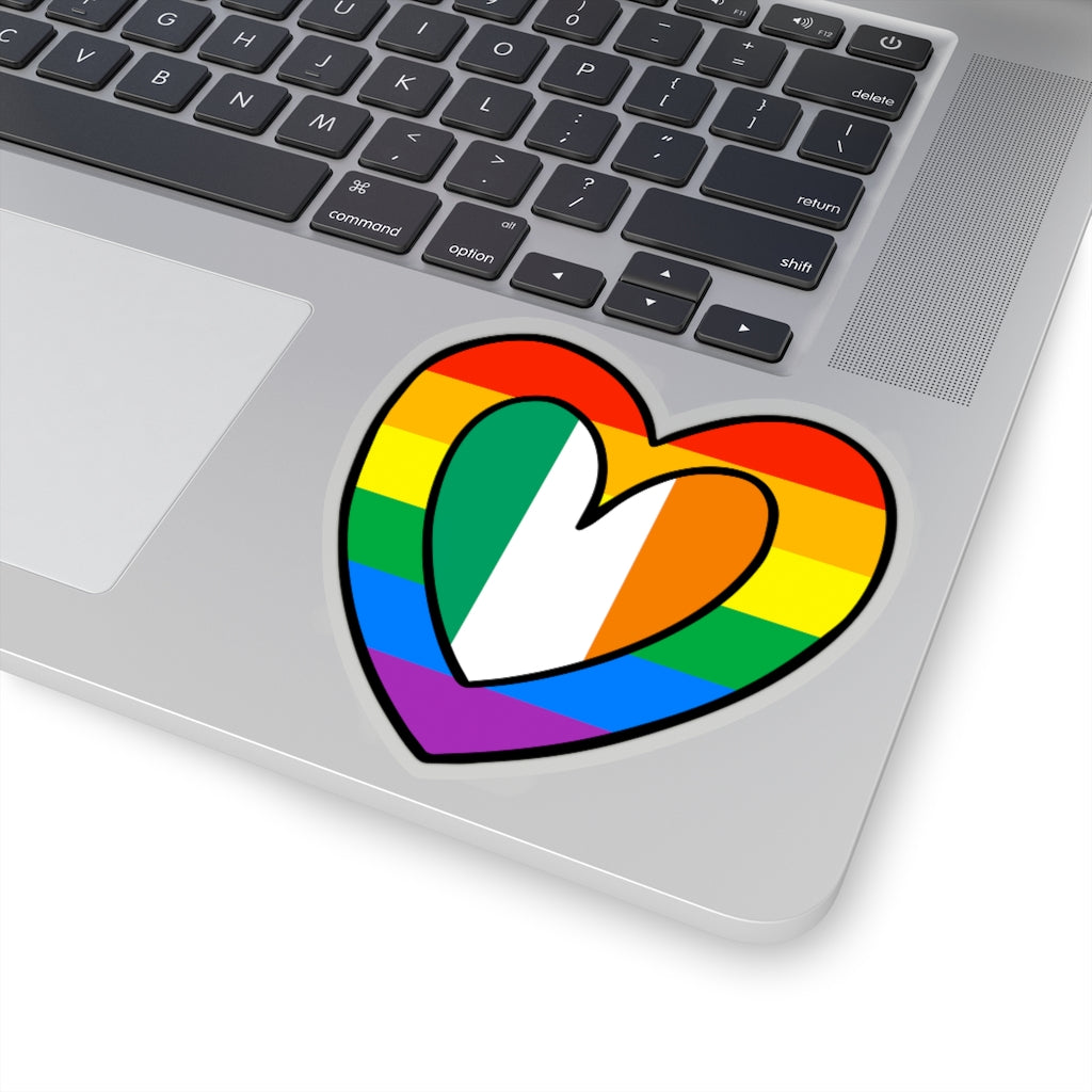 Irish Pride Rainbow Flag Heart Sticker | Ireland Pride Month Accessory