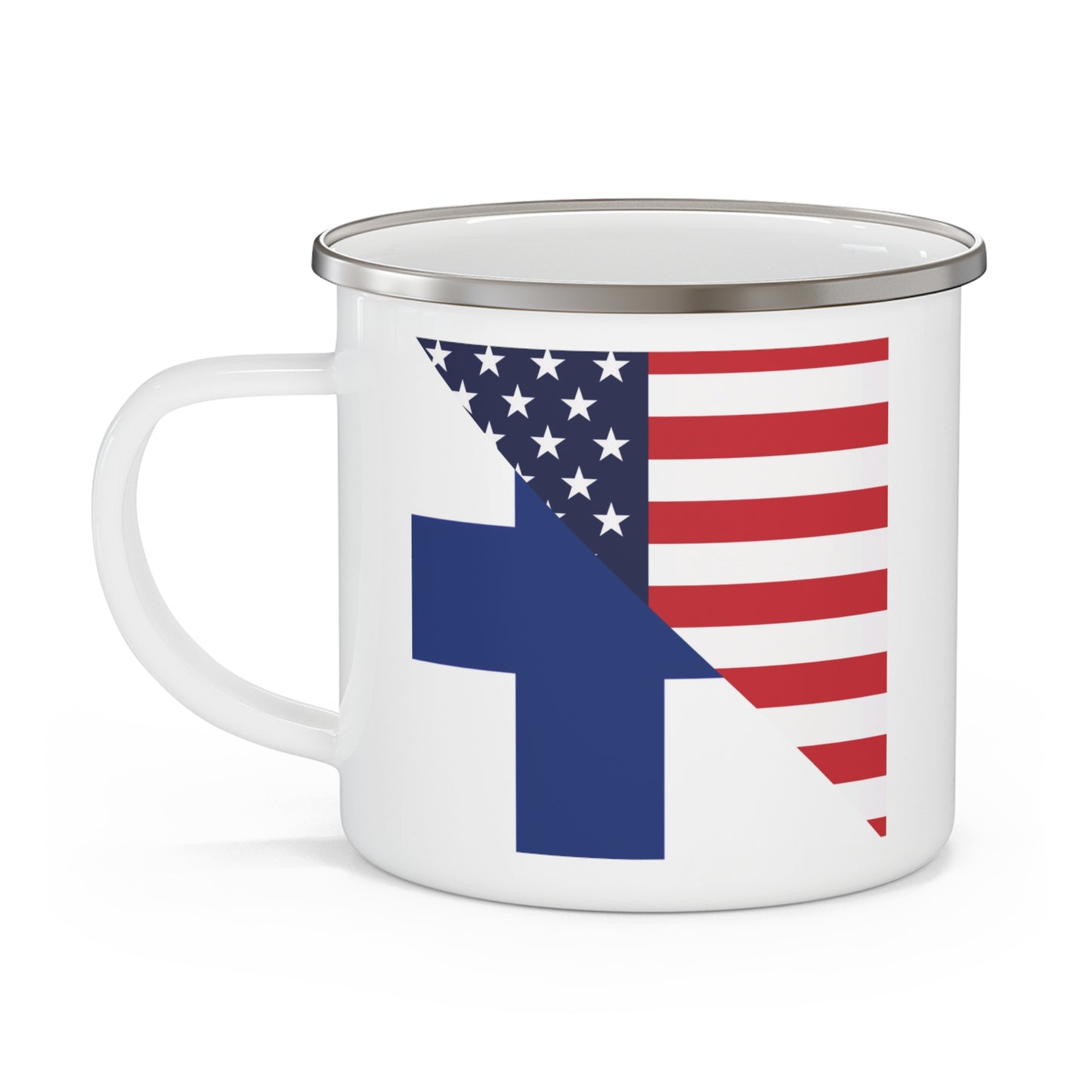 Finnish American Flag Finland USA 12oz Enamel Mug