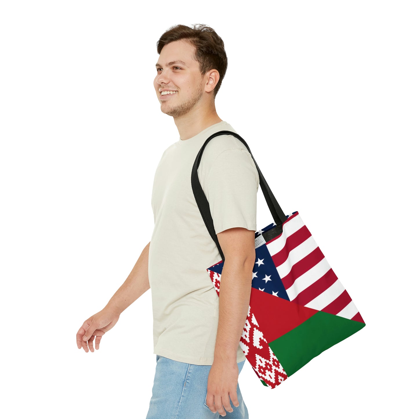 Belarus American Flag Half USA Tote Bag | Shoulder Bag