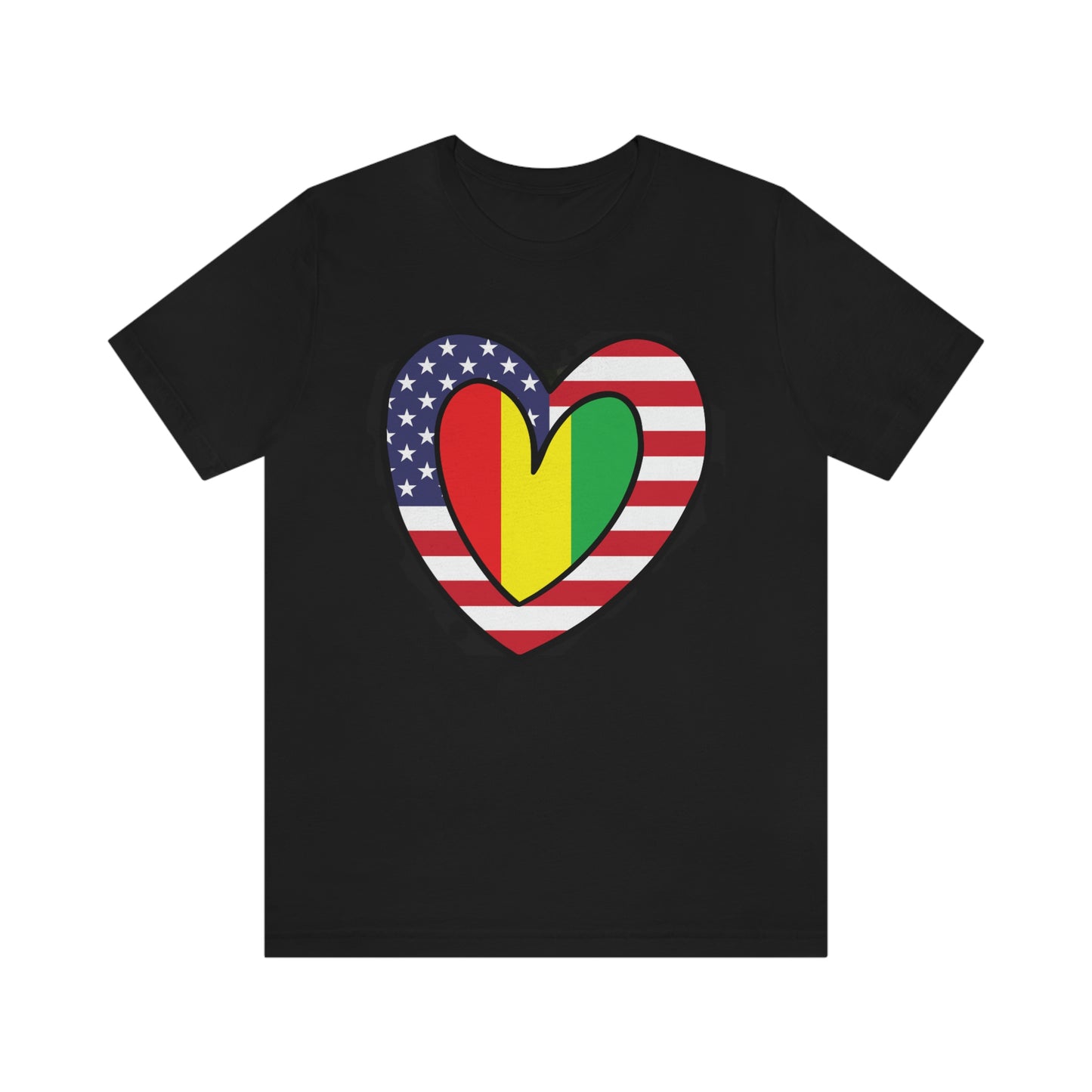 Guinean American Heart Valentines Day Gift Tee Shirt | Guinea USA Flag Wedding T-Shirt