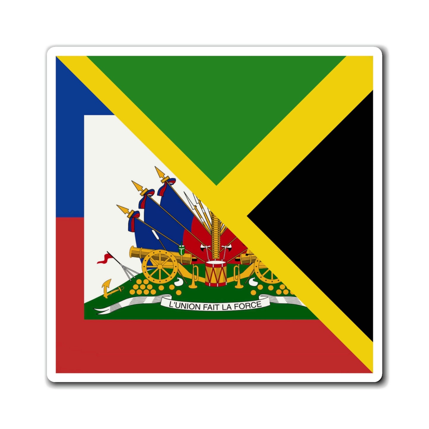 Haitian Jamaican Flag | Half Jamaica Haiti Magnet