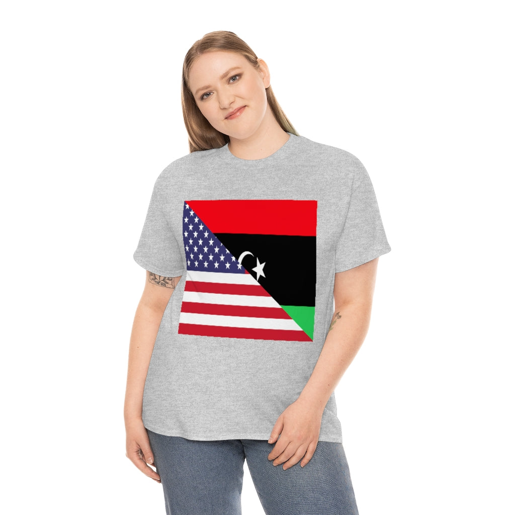 Libyan American Flag Tee Shirt | Unisex Libya USA Tshirt