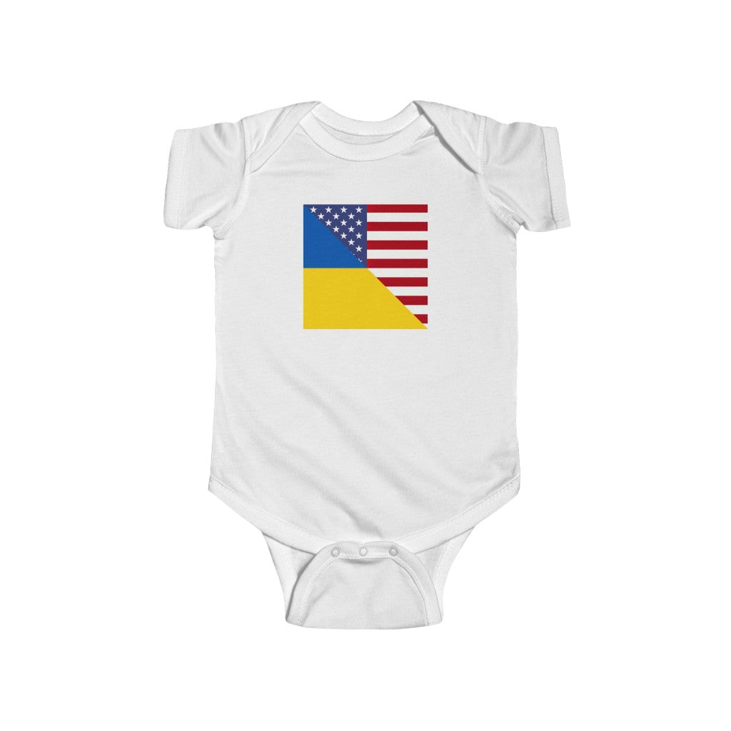 Ukraine America Flag Baby Bodysuit | USA Ukrainian Clothing