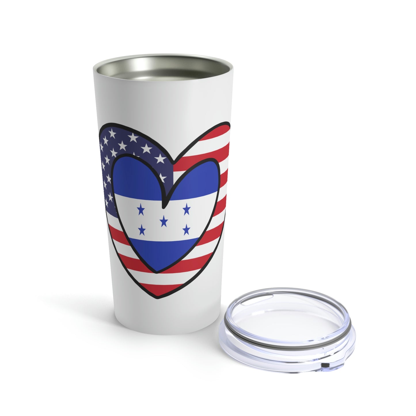 Honduran American Heart Valentines Day Gift Half Honduras USA Flag Tumbler 20oz Beverage Container