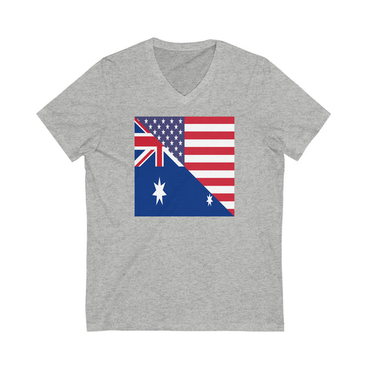 Australian American Flag Australia USA V-Neck T-Shirt | Unisex Vee Shirt