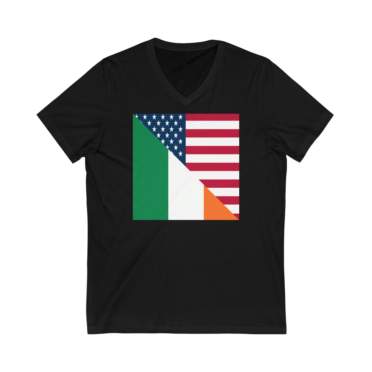 Irish American Flag Half Ireland USA V-Neck T-Shirt | Unisex Vee Shirt