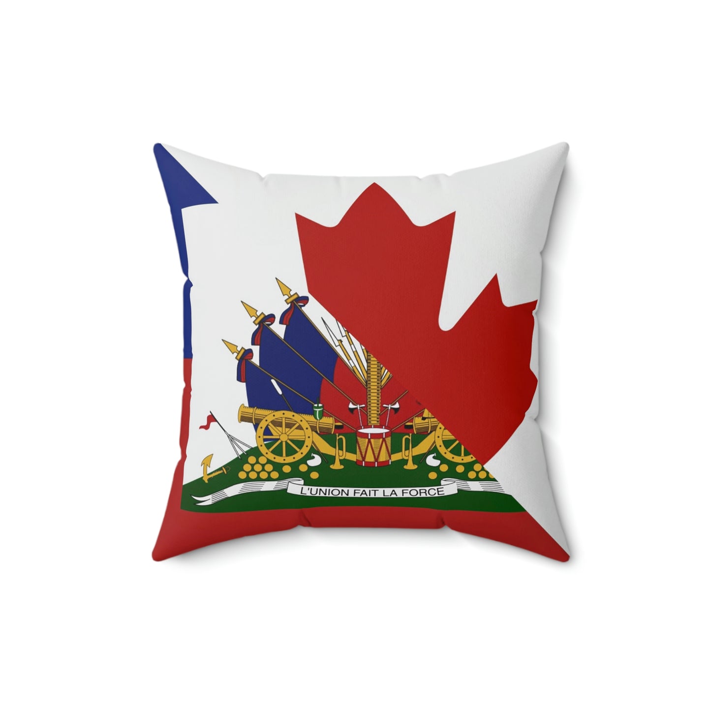 Haitian Canadian Flag | Half Haiti Canada Canadien Spun Polyester Square Pillow
