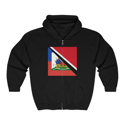 Haitian Trinidad and Tobago Flag Haitian Trini Zip Hoodie | Hooded Sweatshirt