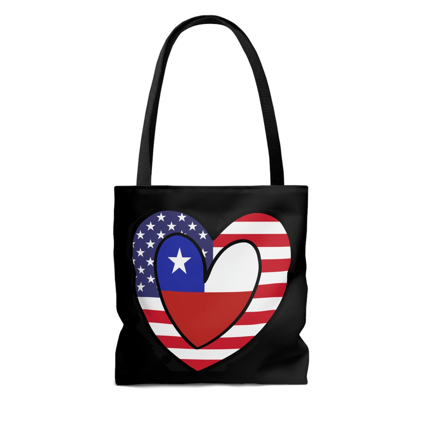 Chilean American Heart Valentines Day Gift Half Chile USA Flag Tote Bag | Shoulder Bag