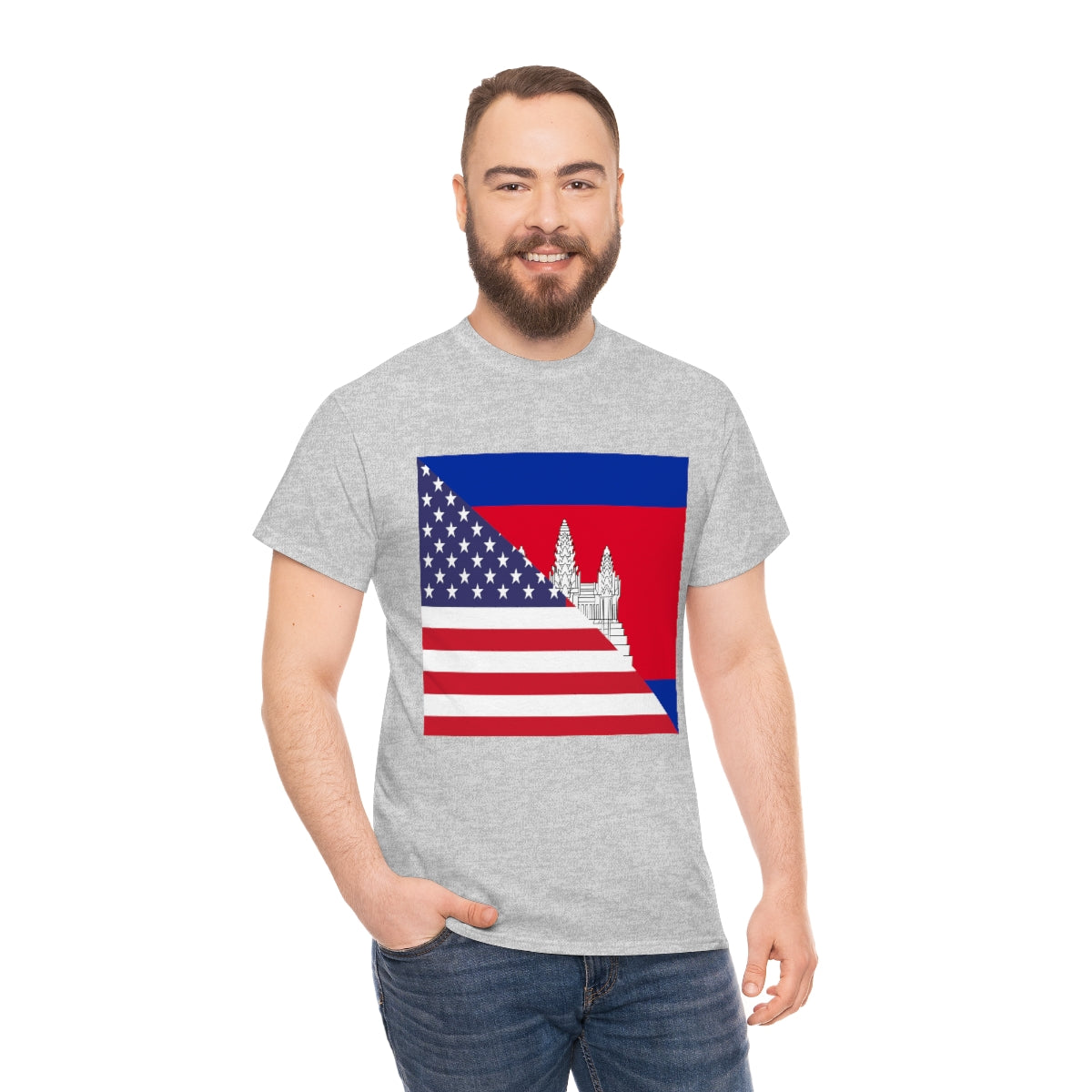 Cambodian American Flag Half Cambodia USA T-Shirt | Unisex Tee Shirt