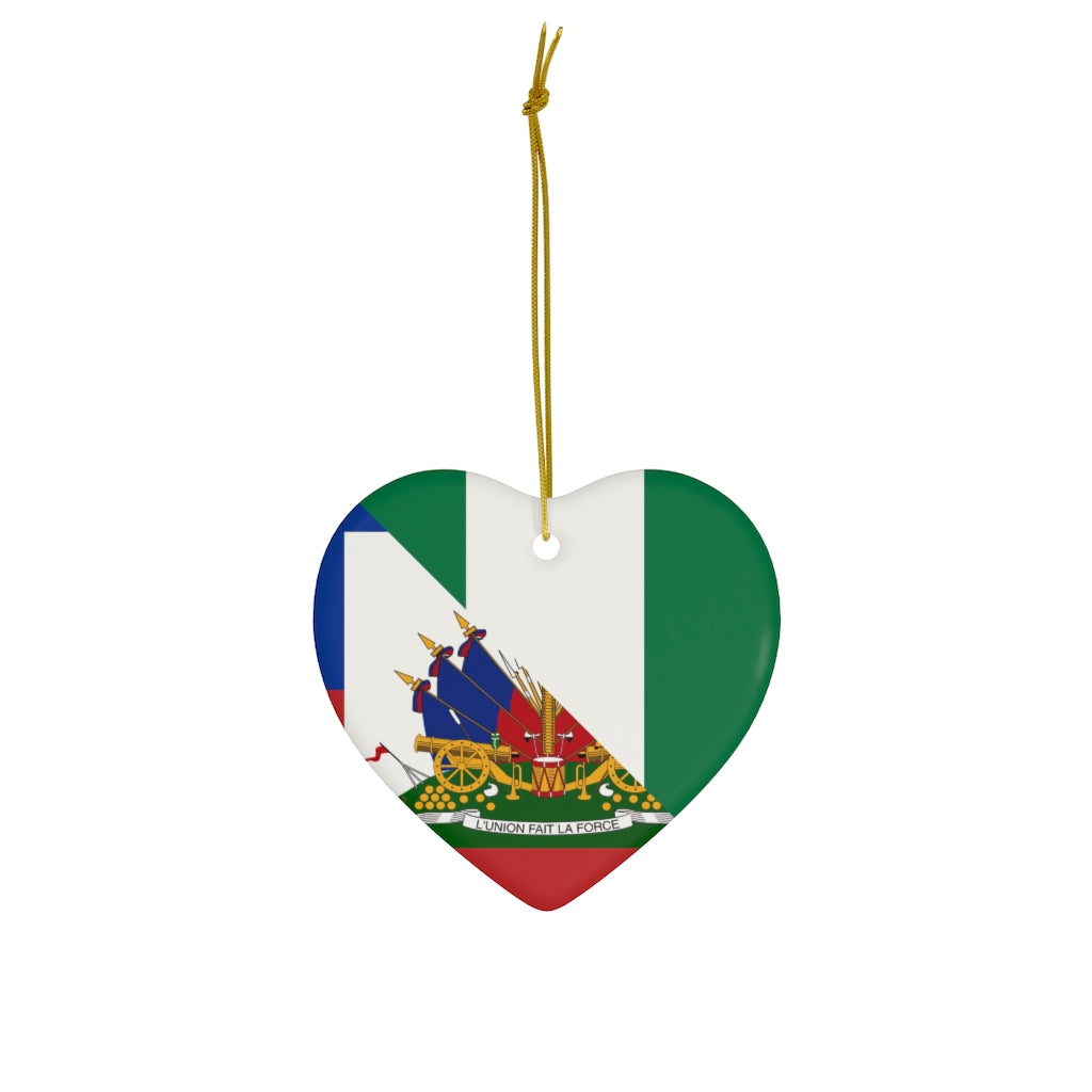 Haiti Nigeria Flag Ceramic Ornaments | Haitian Nigerian Naija Christmas Tree