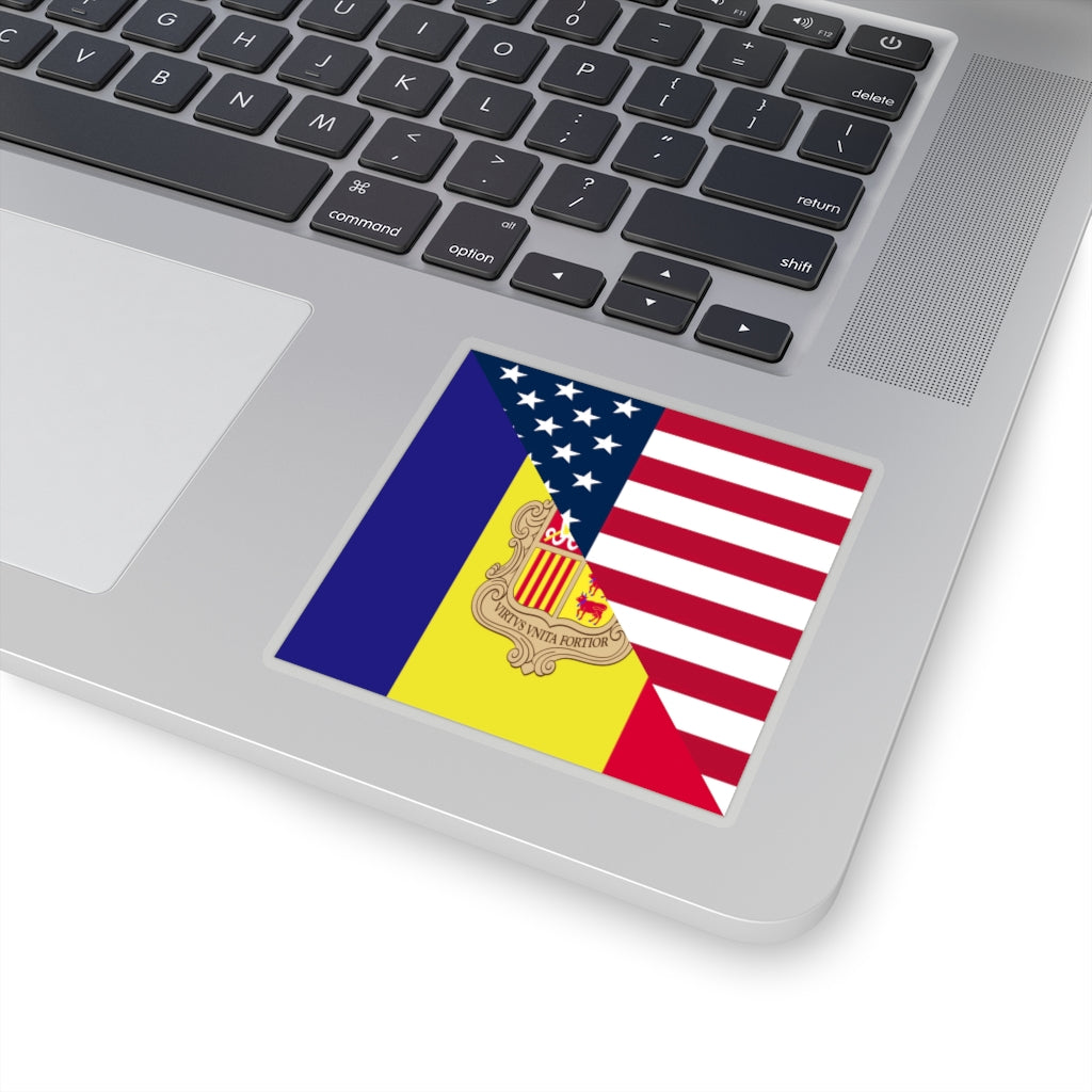 Andorran American Flag Sticker | Andorra USA