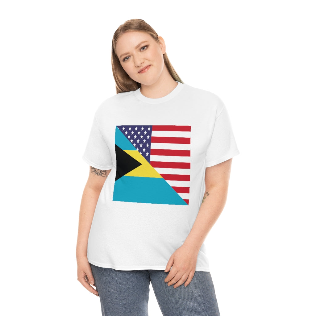 Bahamian American Flag Tee Shirt | Bahamas USA Tshirt