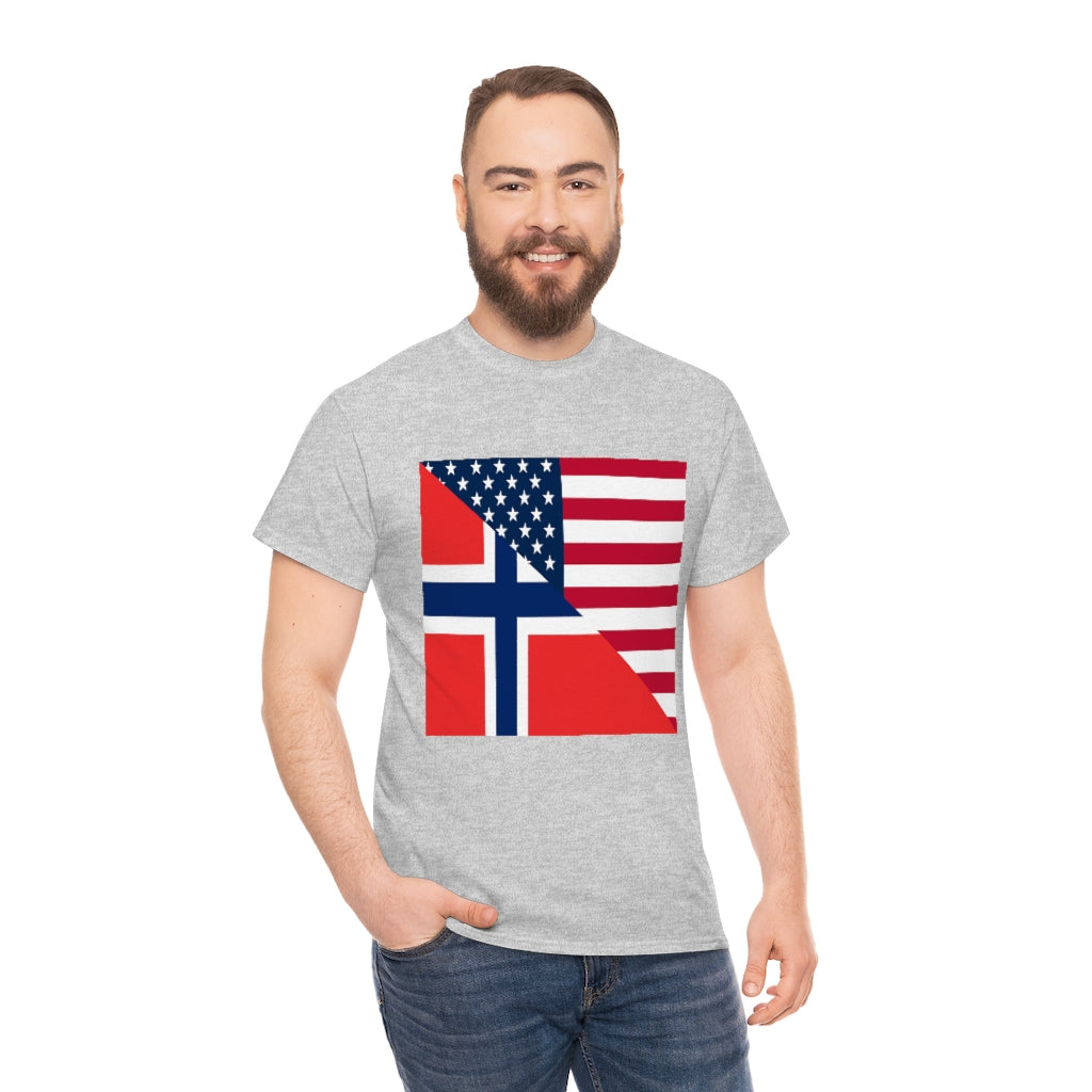 Norwegian American Flag Tee Shirt | Unisex Norway USA Tshirt