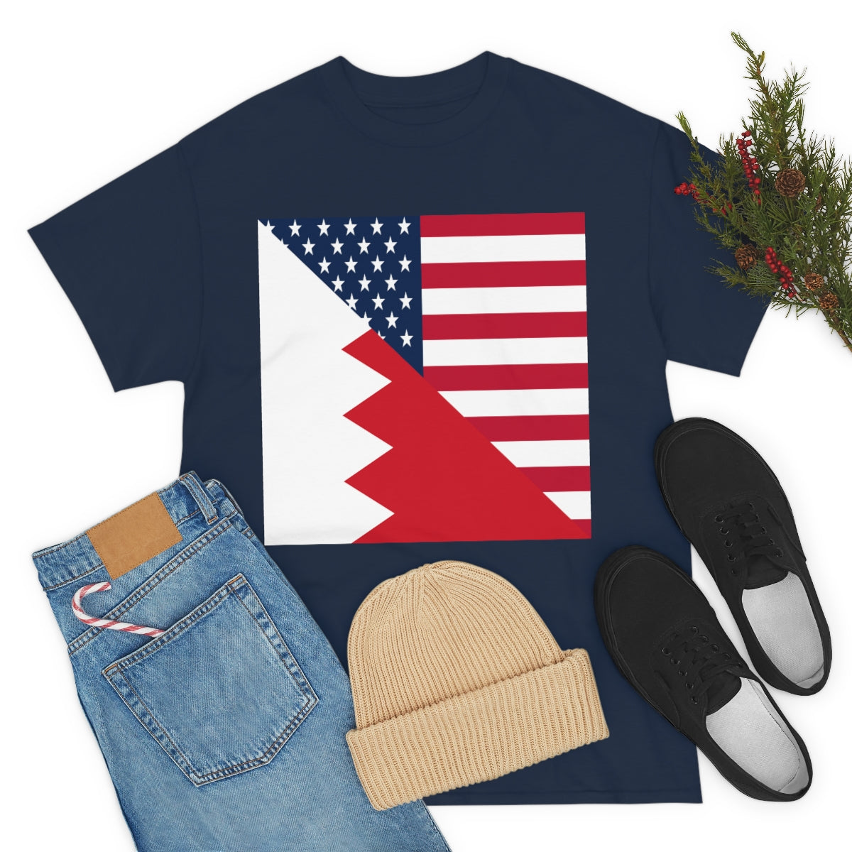 Bahrain American Flag Half Bahraini USA T-Shirt | Unisex Tee Shirt