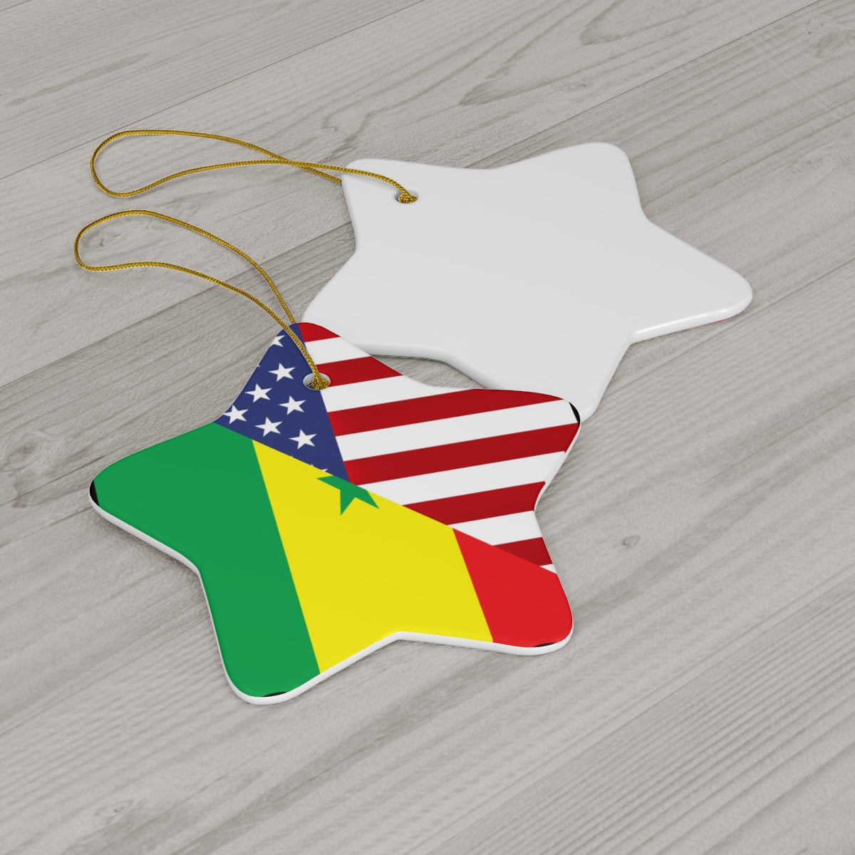 Senegal American Flag Ceramic Ornament | Senegalese USA Christmas Tree