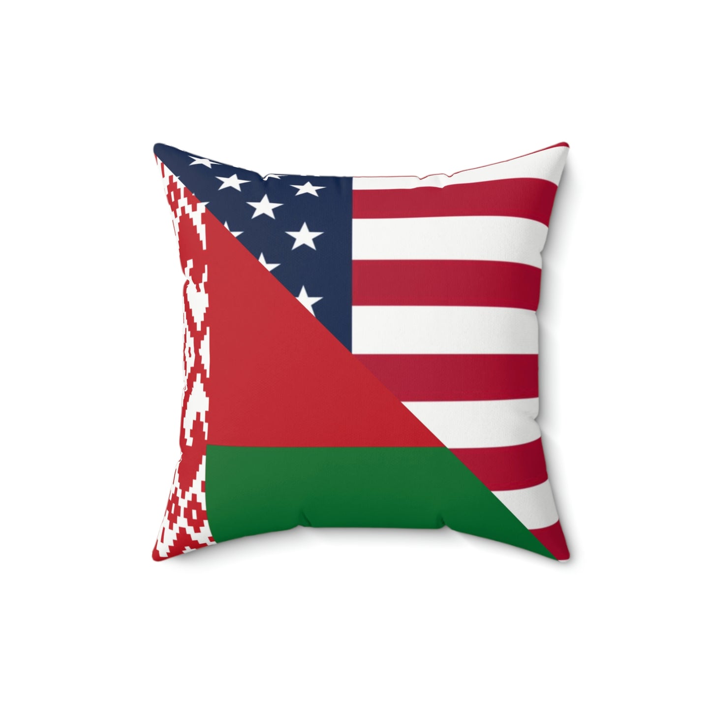 Belarus American Flag Half USA Spun Polyester Square Pillow