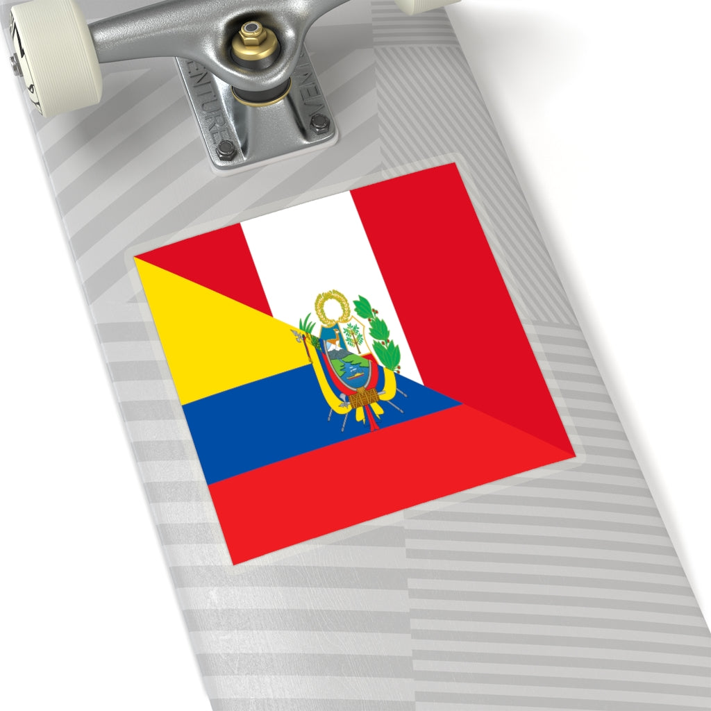 Half Peru Ecuador Flag Sticker | Ecuadorian Peruvian Accessory