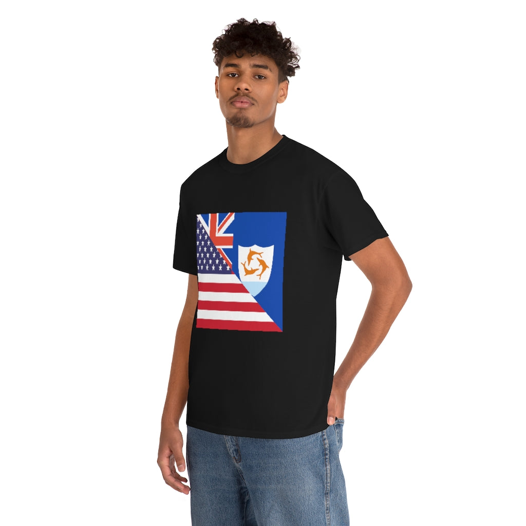 Anguillan American Flag Tee Shirt | Anguilla USA Tshirt