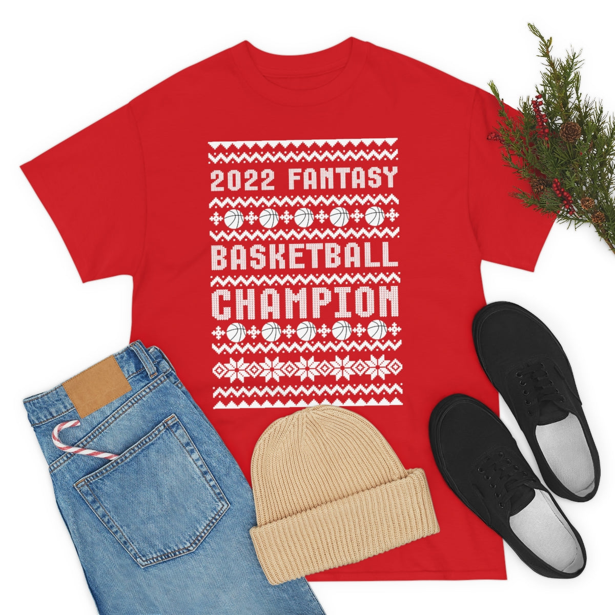 Fantasy Basketball Champion 2022 Ugly Christmas Tee Shirt | Unisex Champ T-Shirt