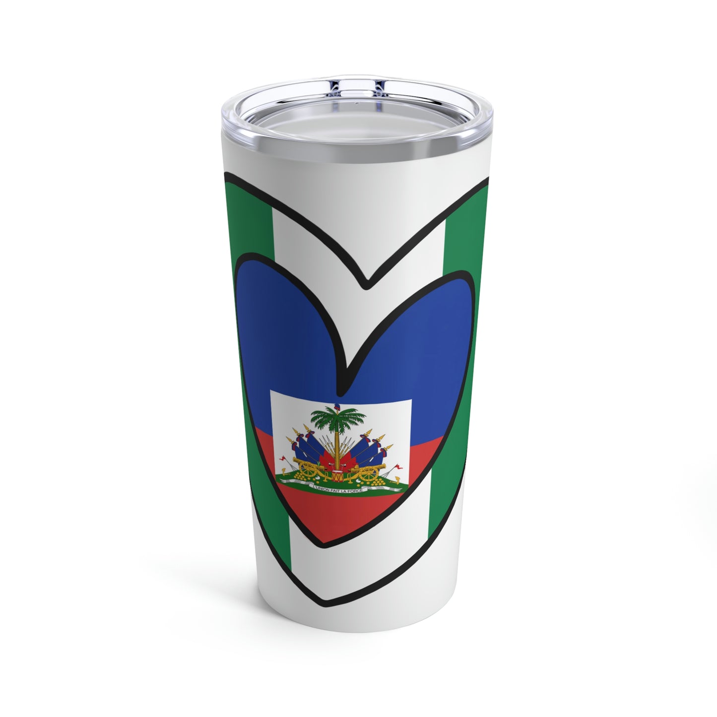 Nigerian Haitian Flag Heart Valentines Day Gift Nigeria Haiti  Tumbler 20oz