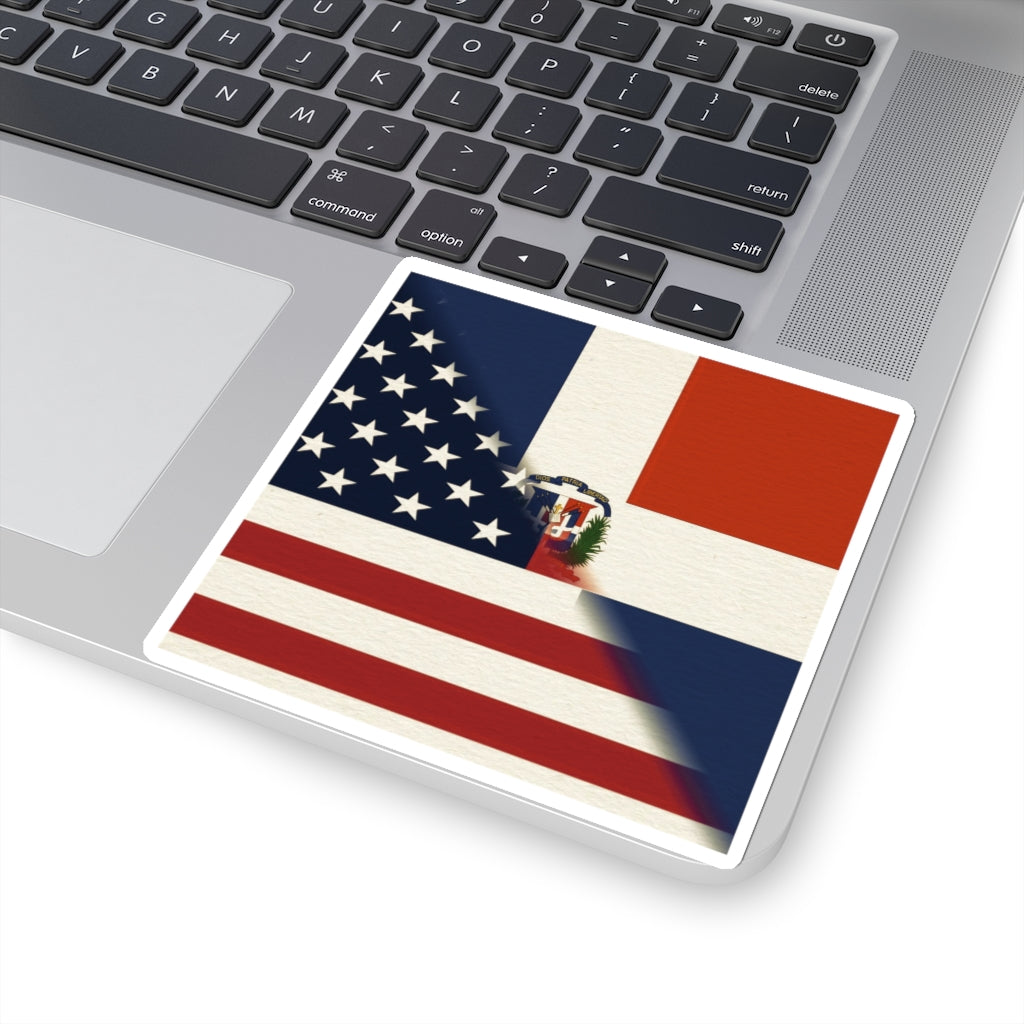 Half Dominican Republic American Flag Sticker