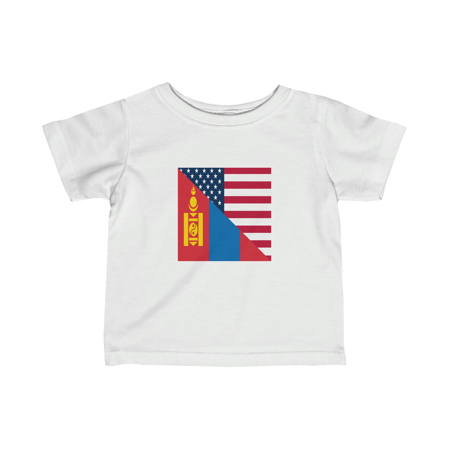 Infant Mongolian American Flag Half Mongolia USA Toddler Tee Shirt