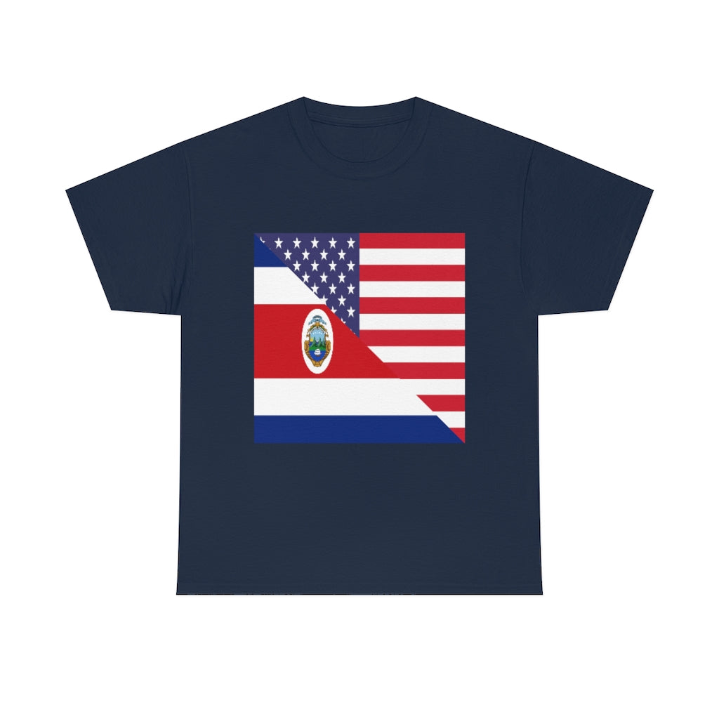 Costa Rica American Flag Tee Shirt | Unisex Costa Rican USA Tshirt