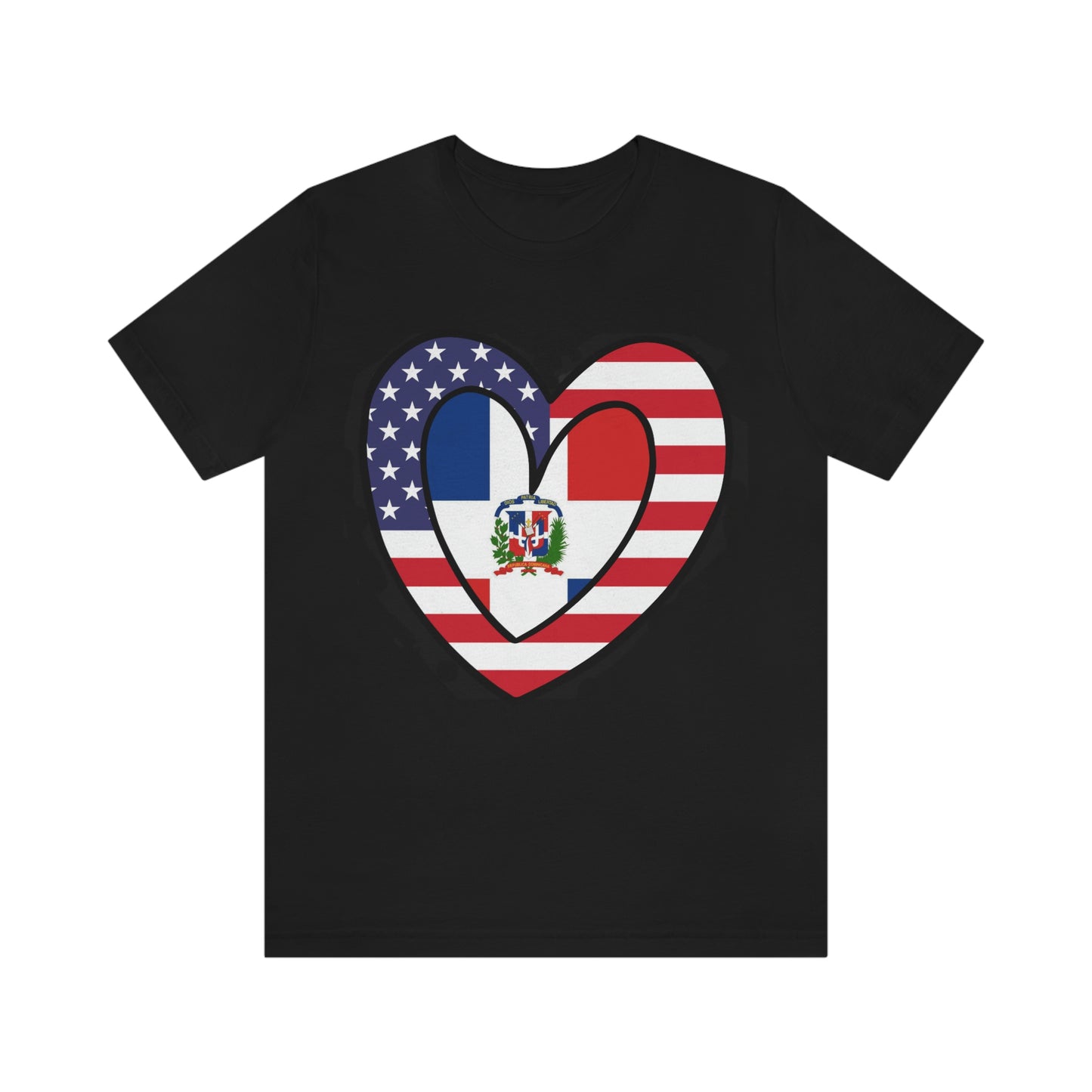 Dominican Republic American Heart Valentines Day Gift Tee Shirt | Half Dominicano USA Flag T-Shirt