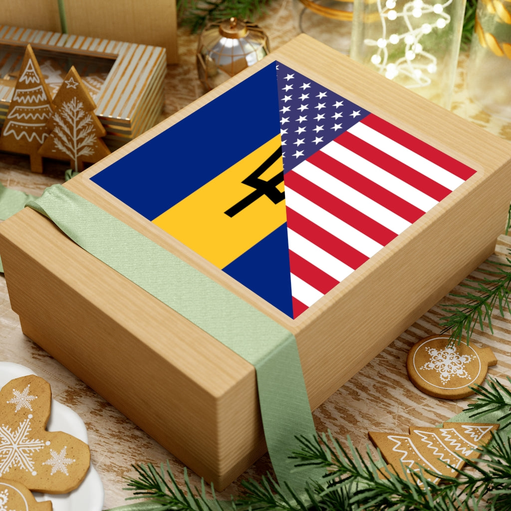 Bajan American Flag Sticker | Barbados USA Stickers