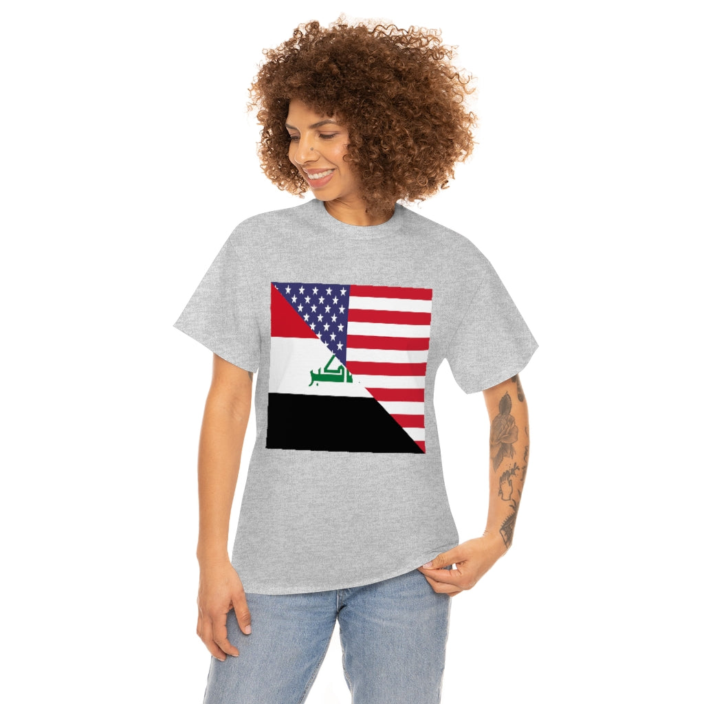 Iraq American Flag Tee Shirt | Unisex Iraqi USA Tshirt