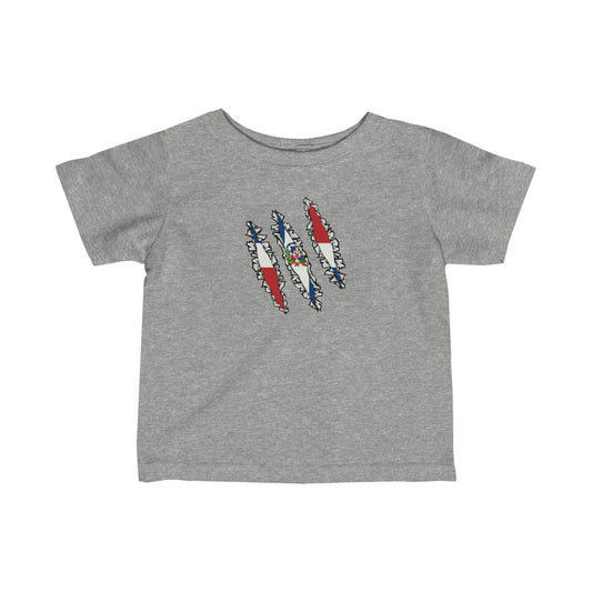 Infant Slashed Dominican Republic Flag | Dominican DR Toddler Tee Shirt