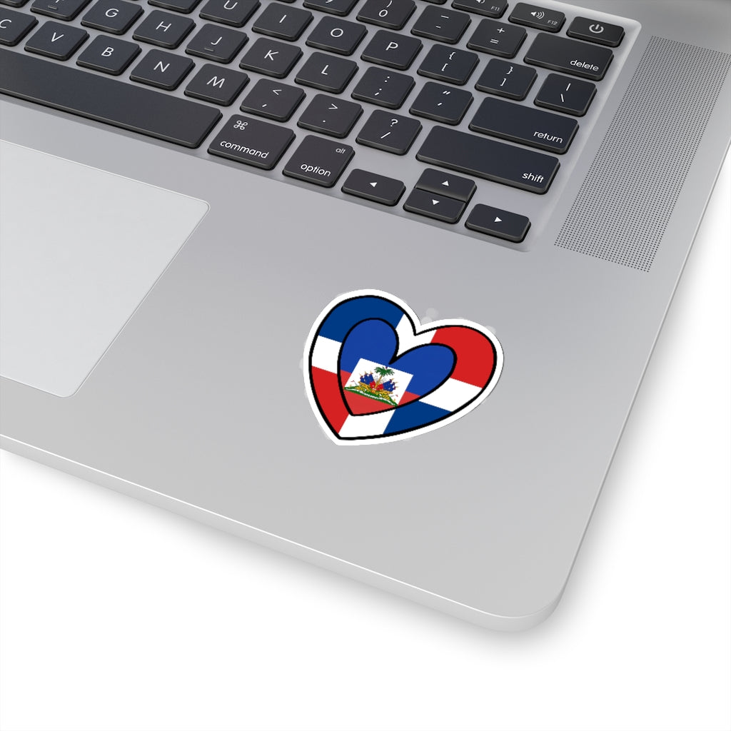 Dominican Haitian Flag Inner Heart Sticker | Dominican Republic Haiti Accessory