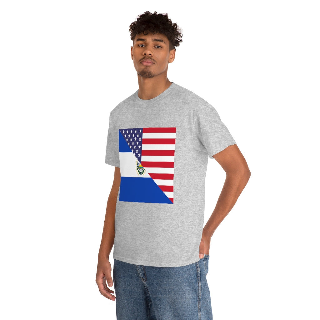 El Salvadorian American Flag Tee Shirt | Unisex El Salvador USA Tshirt