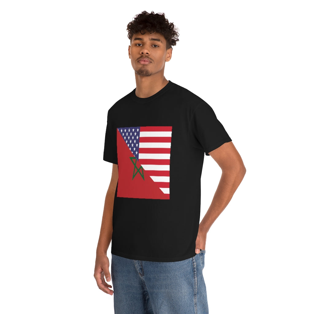 Moroccan American Flag Tee Shirt | Morocco USA Tshirt