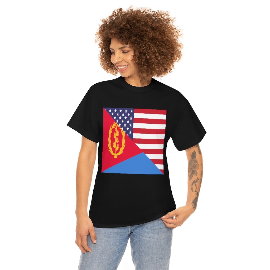 Eritrea American Flag Tee Shirt | Unisex Eritrean USA Tshirt